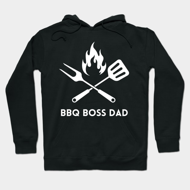 BBQ Boss Dad - white text Hoodie by Tee's Tees